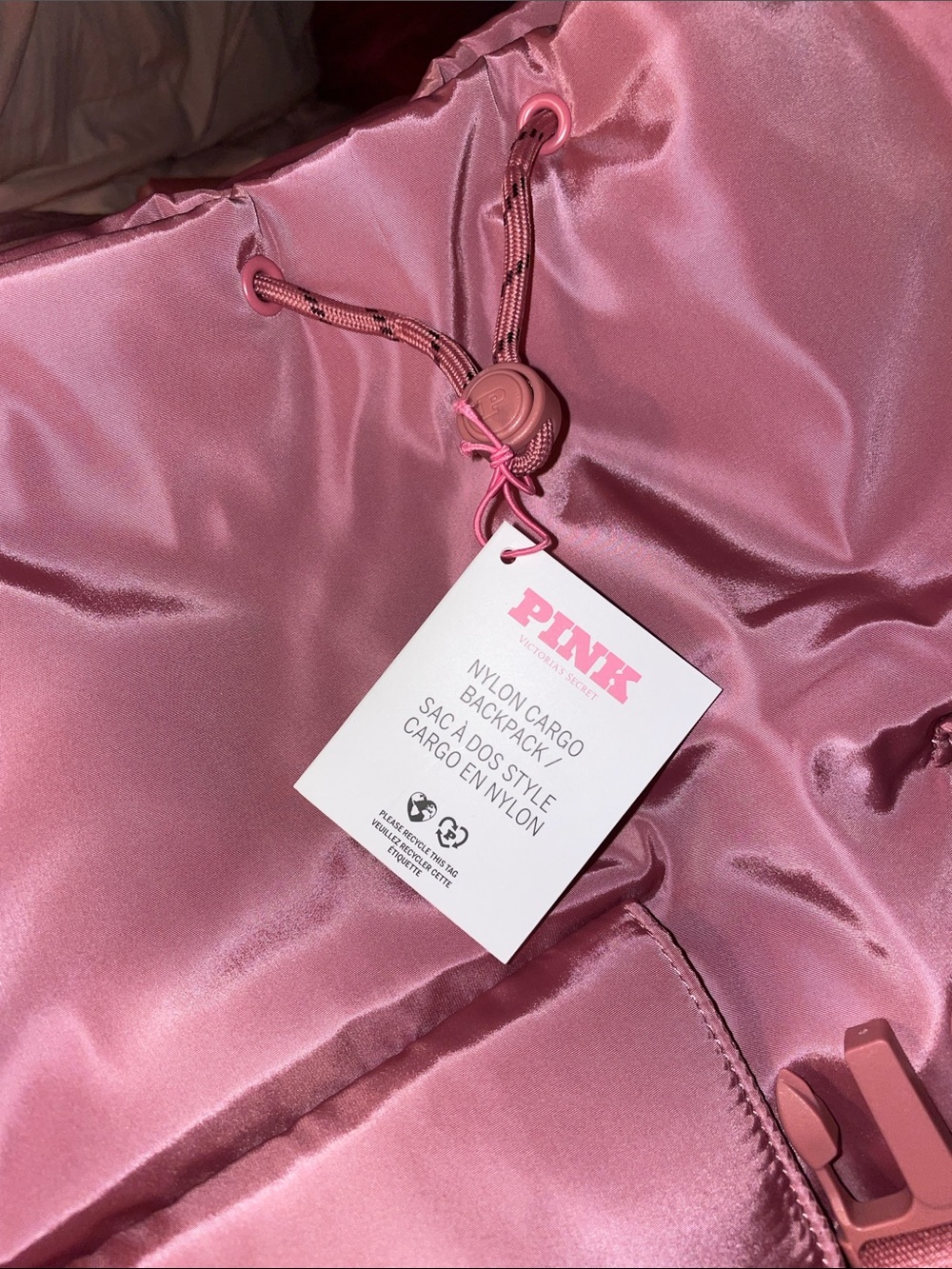 Pink Satin Backpack Tote - Women Bags - Picture 4 of 4